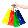 Female hand holding shopping bags Royalty Free Stock Photo