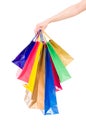 Female hand holding shopping bags Royalty Free Stock Photo
