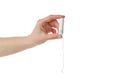 Female hand holding tampon, isolated