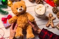 Female hand holding a teddy bear Royalty Free Stock Photo