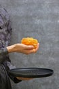 Female Hand Holdong Fresh Honey In Honeycomb Royalty Free Stock Photo