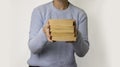 Female hand holds a stack of books Royalty Free Stock Photo