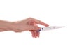 Hand holds a thermometer Royalty Free Stock Photo