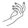 Female hand line art gesture. Elegant hand palm.