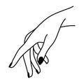 Female hand line art gesture. Elegant palm of hand.
