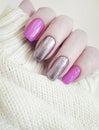 female hand fashion manicure sweater