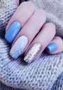 Female hand manicure wool sweater creative , winter, design fashion