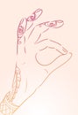 Female hand in the mehendi for yoga studios