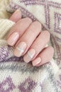 Female hand nail beautiful manicure   salon Royalty Free Stock Photo