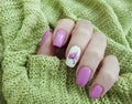 Female hand nail beautiful manicure sweater creative clothing floral