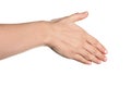 Female hand outstretched for a handshake Royalty Free Stock Photo