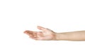 Female hand reaching out on isolated background Royalty Free Stock Photo