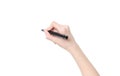 Female hand is ready for drawing with black marker Royalty Free Stock Photo