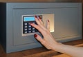 Setting code to hotel safe Royalty Free Stock Photo