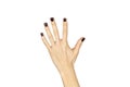 Female hand showing number five sign Royalty Free Stock Photo