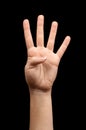 Female hand showing number four Royalty Free Stock Photo