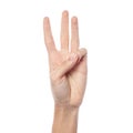 Female hand showing number three Royalty Free Stock Photo