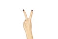 Female hand showing number two sign Royalty Free Stock Photo