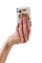 Female hand showing spades lord card