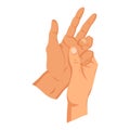 Female hand sign. Human finger gesture sign. Sign language. Isolated vector illustration Royalty Free Stock Photo