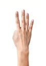Female hand symbol `4`, isolated, white backgroud