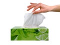 Female hand taking a tissue from a box Royalty Free Stock Photo