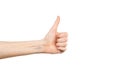 Female hand with thumb up isolated on white background