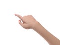 Female hand touching or pointing to something 3d render on white Royalty Free Stock Photo