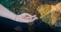 Female hand in varun mudra yogic gesture Royalty Free Stock Photo