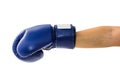 Female hand wearing boxing glove hitting forward or showing. Royalty Free Stock Photo
