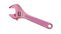 Female hand wrench or spanner isolated on white background. Pink fashion metal decorative tool. Illustration Royalty Free Stock Photo