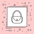 Female Handbag Icon Thin Line In Pink Frame