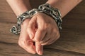 Female hands bound by a chain Royalty Free Stock Photo