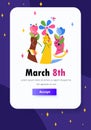 female hands with braceletes holding flowers international happy womens day celebration concept 8th march greeting card