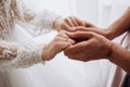 Female hands bride mother wedding day inside Royalty Free Stock Photo