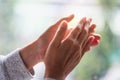 Closeup image of female hands clapping or applauding Royalty Free Stock Photo