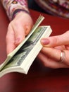 Female hands consider cash Royalty Free Stock Photo