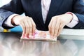 Female hands counting money Royalty Free Stock Photo