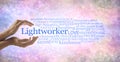 The healing hands of a Lightworker word cloud Royalty Free Stock Photo