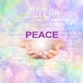 Words associated with Peace Campaign Word Cloud Royalty Free Stock Photo