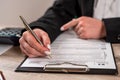 female hands filling tax form. blank empty 1040 form, deadline Royalty Free Stock Photo