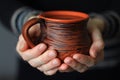 female hands gently holding a mug of hot chocolate