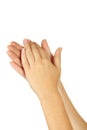 Female hands gesture applauded, close up. Royalty Free Stock Photo