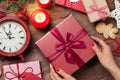 Female hands holding christmas gift Royalty Free Stock Photo