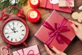 Female hands holding christmas gift Royalty Free Stock Photo