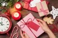 Female hands holding christmas gift Royalty Free Stock Photo