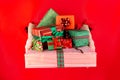 Hands are holding colorful christmas present boxes Royalty Free Stock Photo