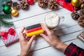 Female hands holding a cookie Royalty Free Stock Photo