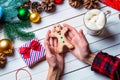 Female hands holding a cookie Royalty Free Stock Photo