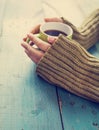 Female hands holding cup of coffee Royalty Free Stock Photo